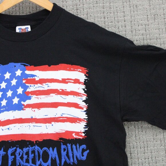 Vintage TNT Shirt Mens XL Black Short Sleeve USA Flag Let Freedom Ring Graphic - Picture 2 of 10